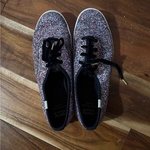 Kate Spade Keds Sparkle Sneakers with Black Laces